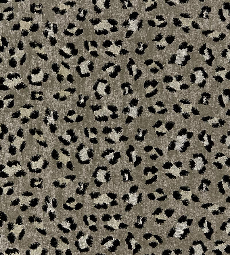 Scalamandre Broderie Leopard Ebony On Silver Fabric Sample SC270750003