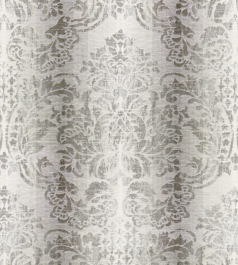Scalamandre Sorrento Linen Damask Zinc Fabric Sample SC270930003