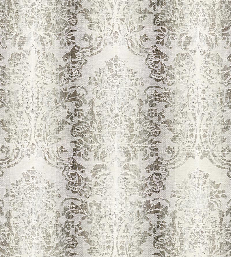 Scalamandre Sorrento Linen Damask Zinc Fabric Sample SC270930003