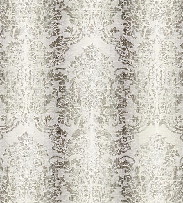 Scalamandre Sorrento Linen Damask Zinc Fabric Sample SC270930003