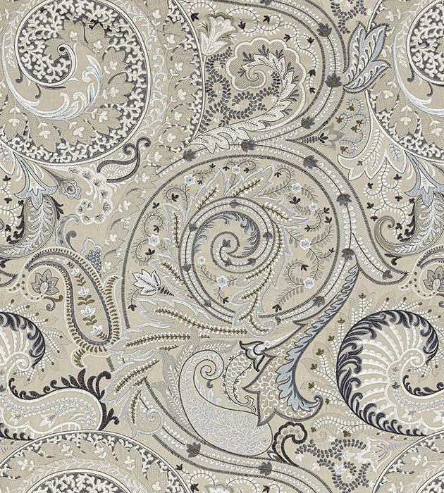 Scalamandre Malabar Paisley Embroidery Flax Fabric Sample SC271240003