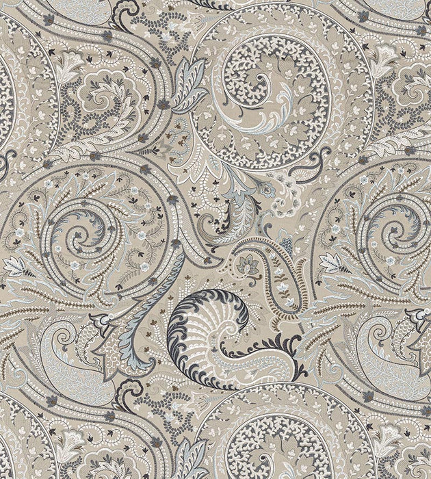 Scalamandre Malabar Paisley Embroidery Flax Fabric Sample SC271240003
