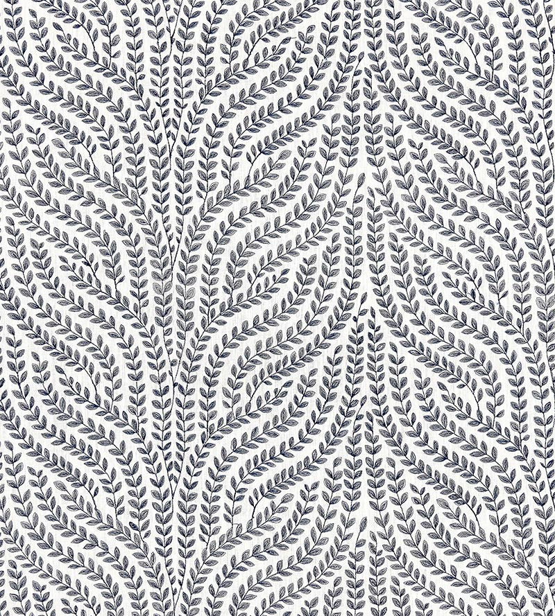 Scalamandre Willow Vine Embroidery Navy Fabric Sample SC271250003