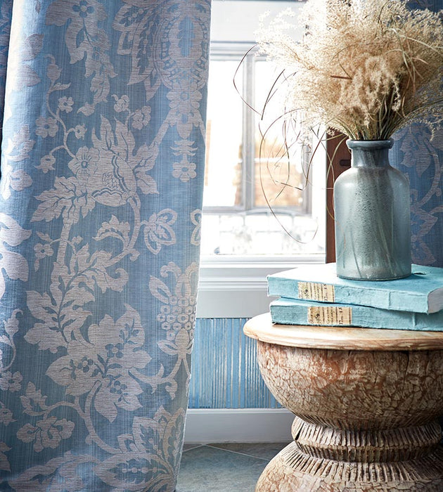 Scalamandre Metalline Damask Bluestone Fabric Sample SC271360003