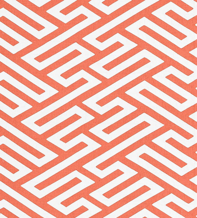 Scalamandre Canton Fret Applique Coral Fabric Sample SC272180003