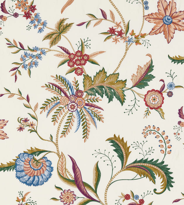 Scalamandre Seraphine Embroidered Silk Jewel Multi Fabric Sample SC273250003