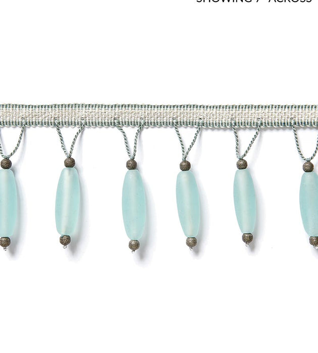 Scalamandre Vionnet Beaded Fringe Aquamarine Trim Sample SCFX15010003