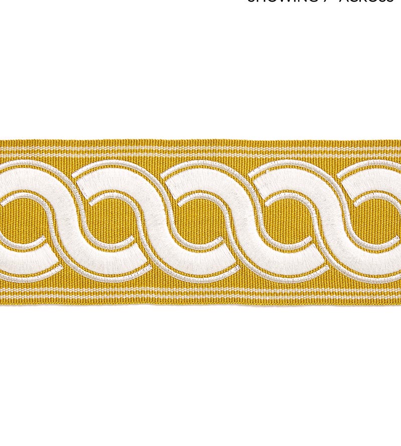 Scalamandre Guilloche Embroidered Tape Brass Trim Sample SCT32830003