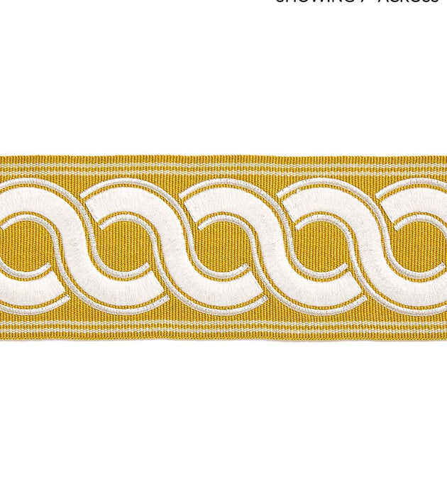 Scalamandre Guilloche Embroidered Tape Brass Trim Sample SCT32830003