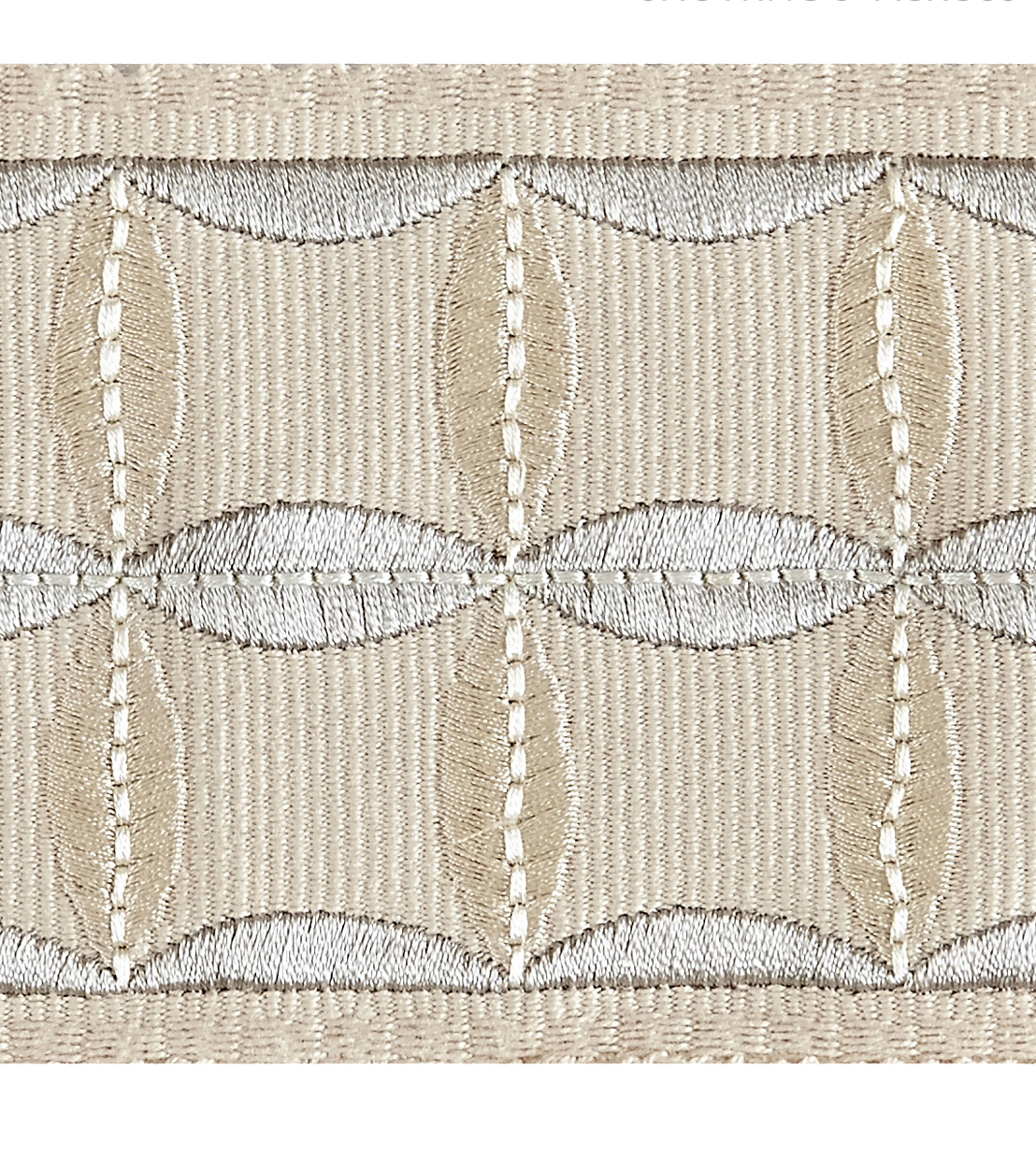 Scalamandre Fiori Embroidered Tape Flax Trimming Sample SCT32880003
