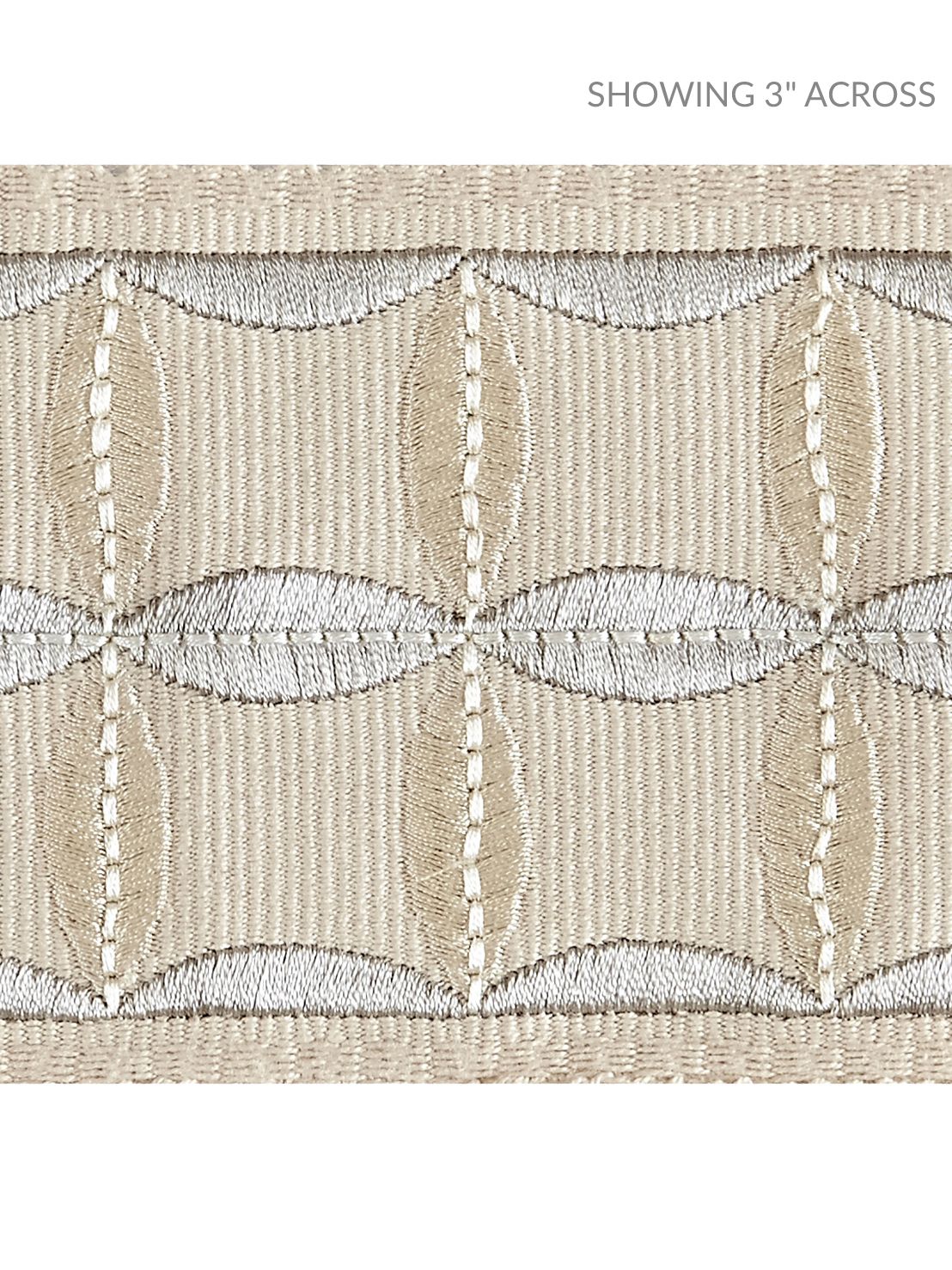 Scalamandre Fiori Embroidered Tape Flax Trim Sample SCT32880003