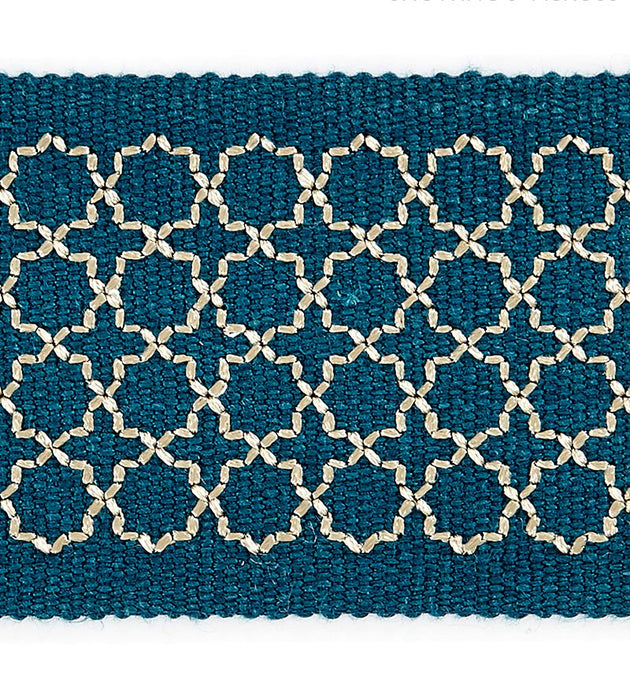 Scalamandre Seville Embroidered Tape Peacock Trim Sample SCT32890003