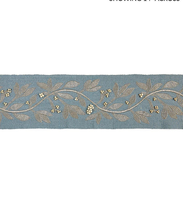 Scalamandre Laurel Embroidered Tape Bluestone Trim Sample SCT32920003