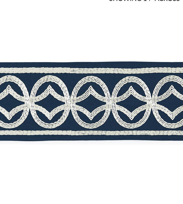 Scalamandre Athena Embroidered Tape Navy Trim Sample SCT33050003
