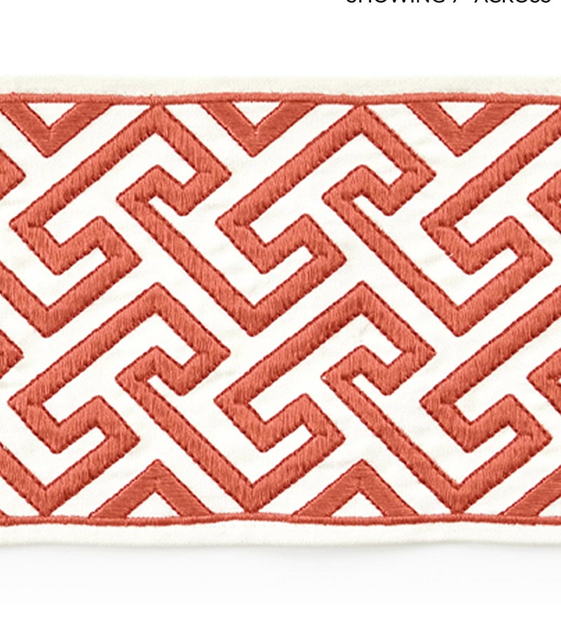 Scalamandre Labyrinth Embroidered Tape Coral Trim Sample SCT33190003