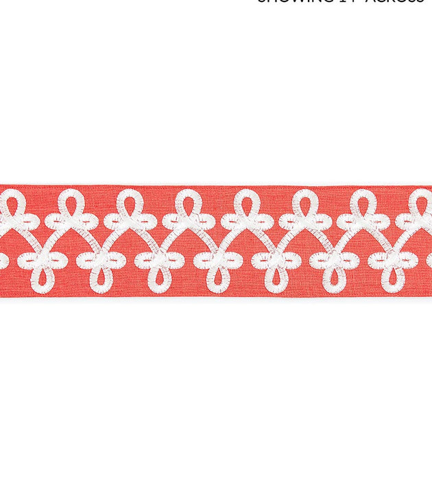Scalamandre Empress Embroidered Tape Coral Trim Sample SCT33210003