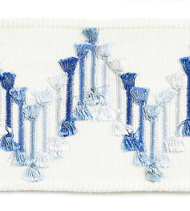 Scalamandre Sayuri Embroidered Tape Blue Jay Trim Sample SCT33240003