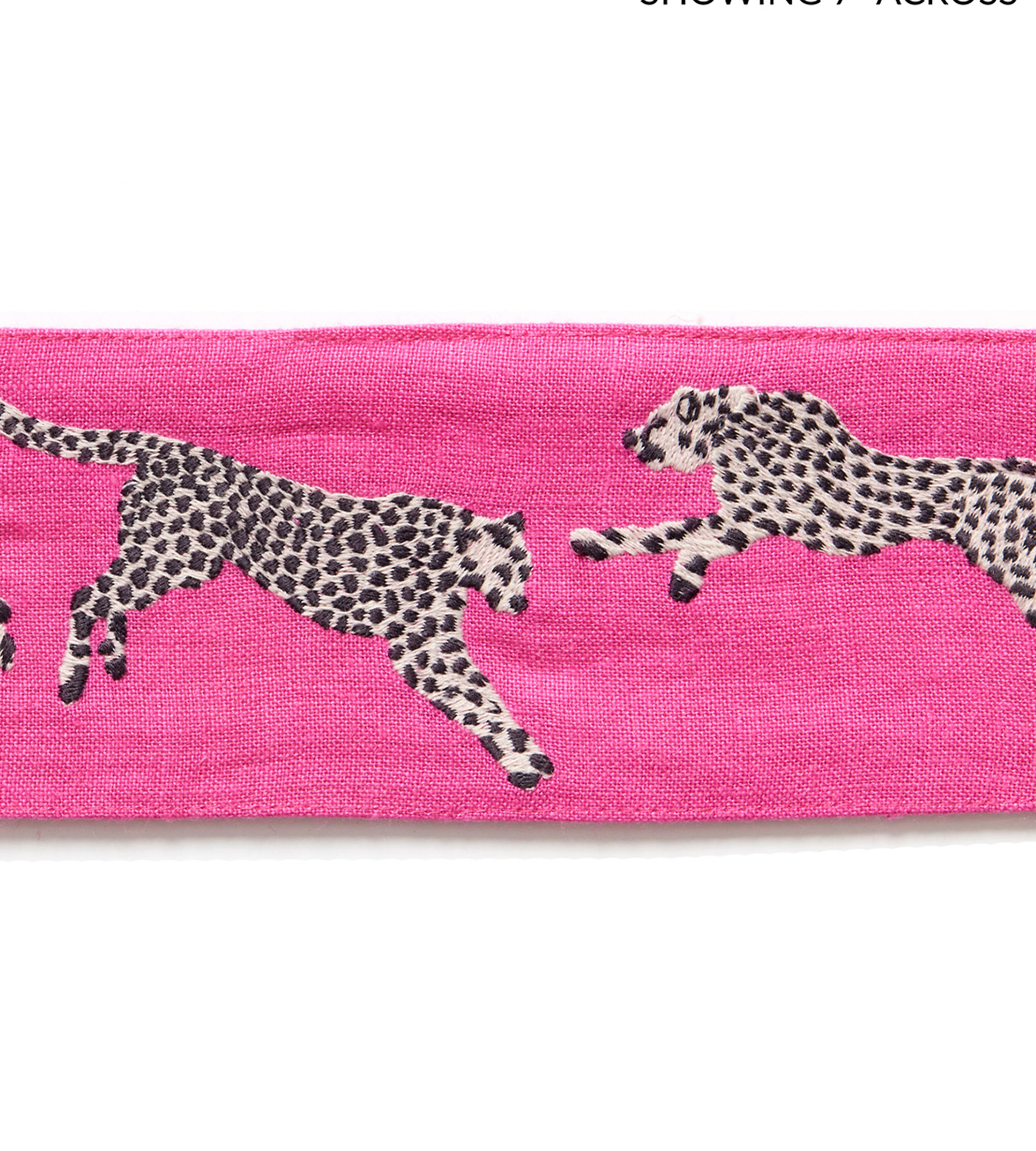 Scalamandre Leaping Cheetah Embrdry Tape Bubblegum Trimming Sample SCT33310003