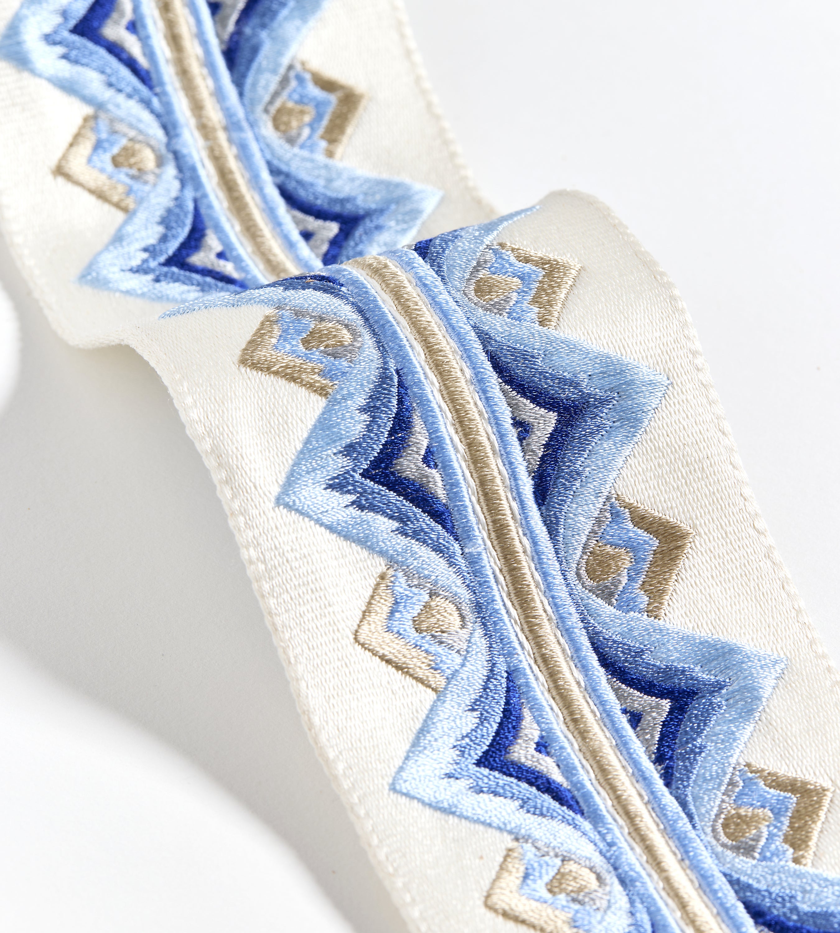 Scalamandre Flamme Embroidered Tape Porcelain Trimming Sample SCT33350003