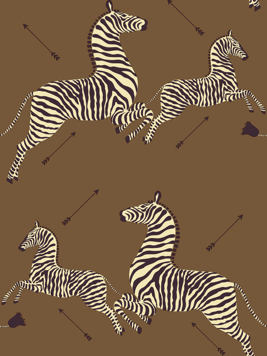 Scalamandre Zebras | Removable Safari Brown Wallpaper SCWP81388PS0003