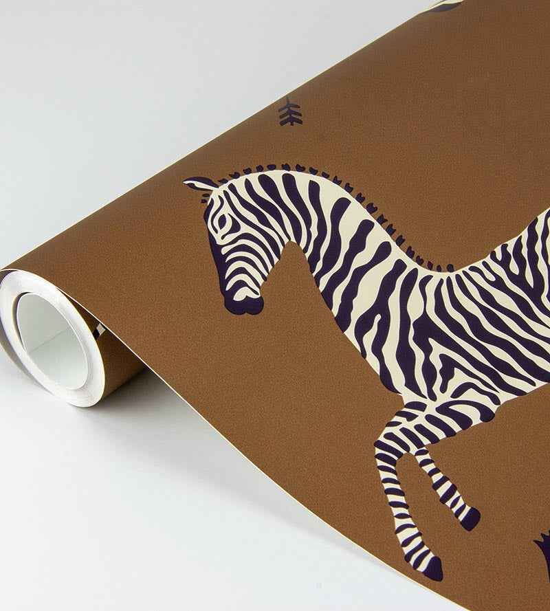 Scalamandre Zebras - Removable Safari Brown Wallpaper Sample SCWP81388PS0003
