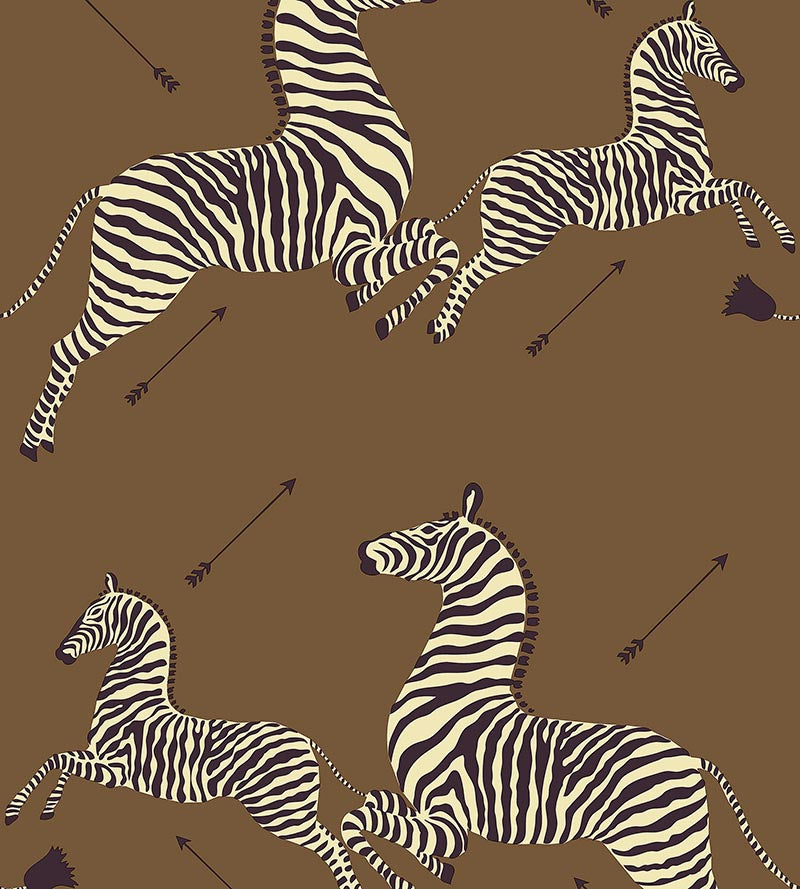Scalamandre Zebras - Removable Safari Brown Wallpaper Sample SCWP81388PS0003