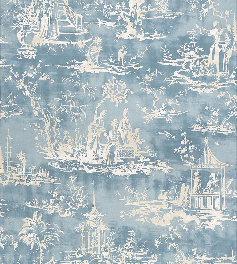 Scalamandre Summer Palace Sky Wallpaper Sample SCWP883570003