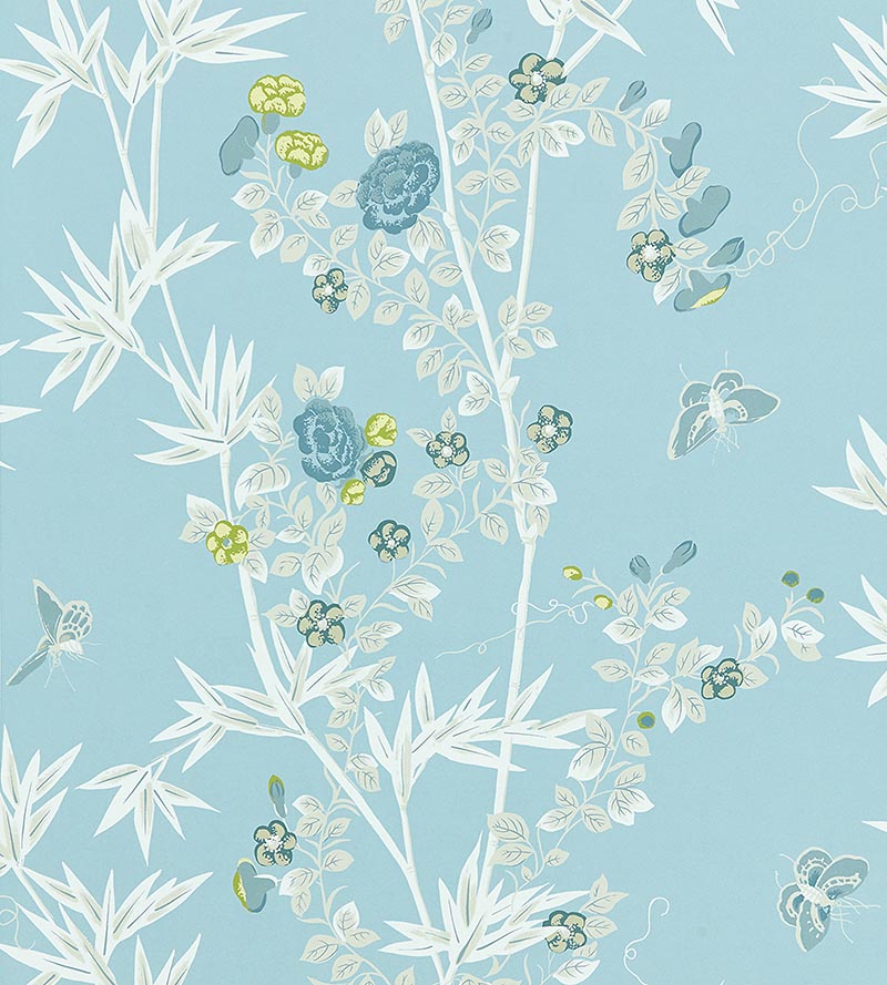Scalamandre Jardin De Chine Ciel Wallpaper Sample SCWP883750003