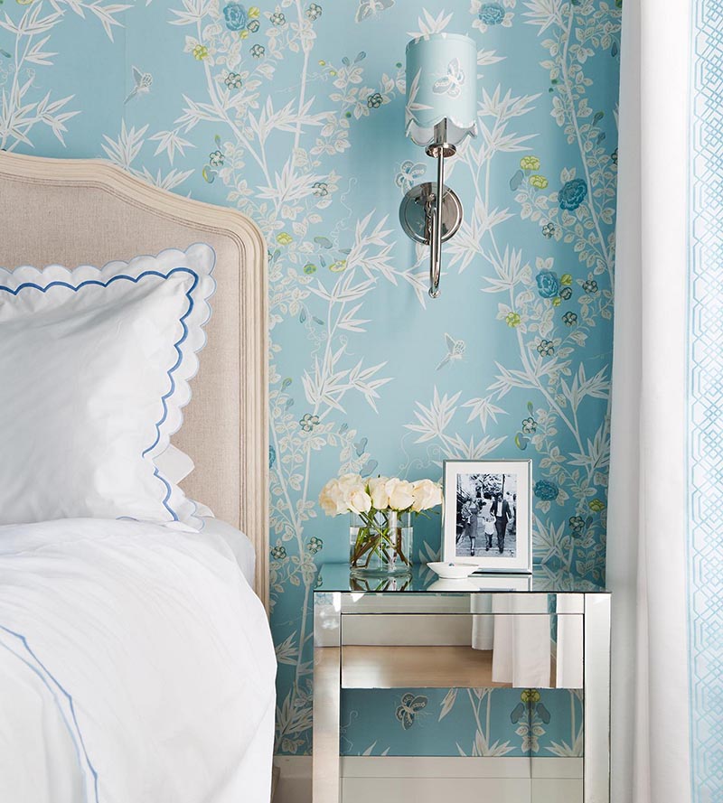 Scalamandre Jardin De Chine Ciel Wallpaper Sample SCWP883750003