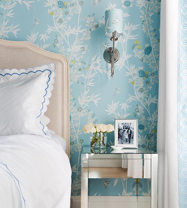 Scalamandre Jardin De Chine Ciel Wallpaper Sample SCWP883750003
