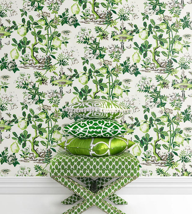 Scalamandre Shantung Garden Verdance Wallpaper Sample SCWP883770003