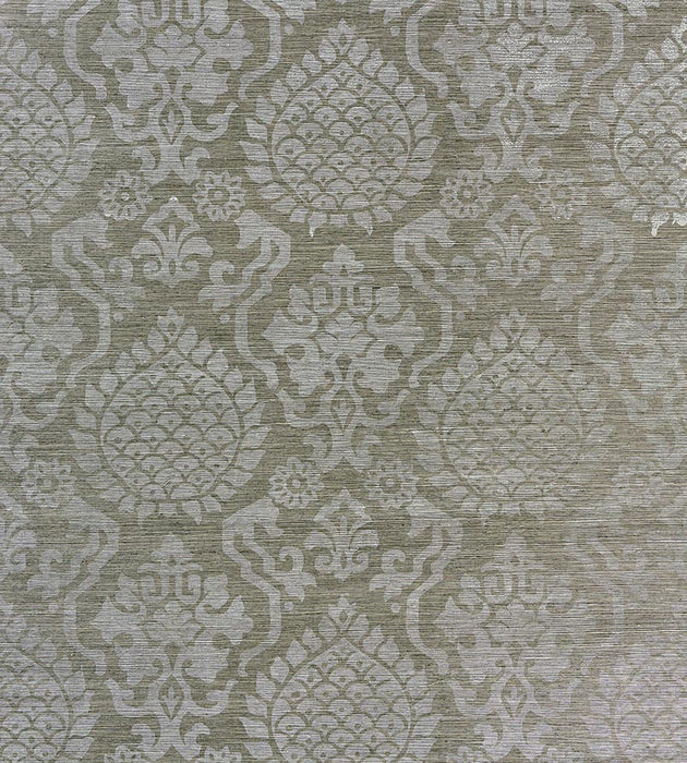 Scalamandre Surat Sisal Silver On Pewter Wallpaper Sample SCWP883780003