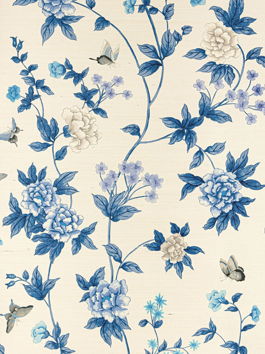 Scalamandre Luoyang Garden Sisal Porcelain Wallpaper Sample SCWP883820003