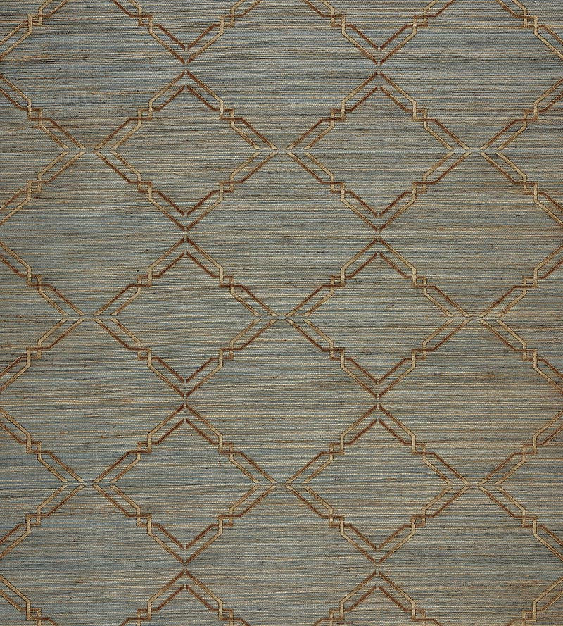 Scalamandre Monroe Embroidered Grasscloth Glacier Wallpaper Sample SCWP883830001