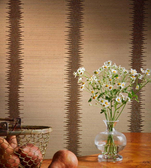 Scalamandre Veronica Beaded Grasscloth Copper Wallpaper Sample SCWP883860003
