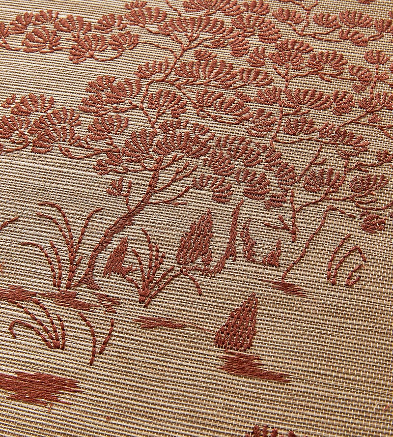 Scalamandre Katsura Embroidered Toile Terra Wallpaper Sample SCWP884450003