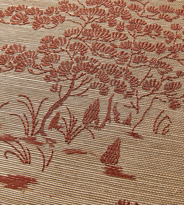 Scalamandre Katsura Embroidered Toile Terra Wallpaper SCWP884450003