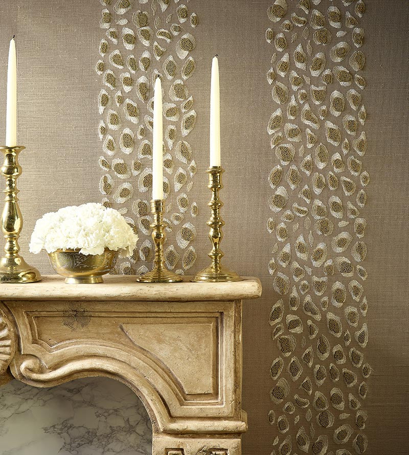 Scalamandre Catwalk Embellished Grasscloth Desert Wallpaper Sample SCWP884460003