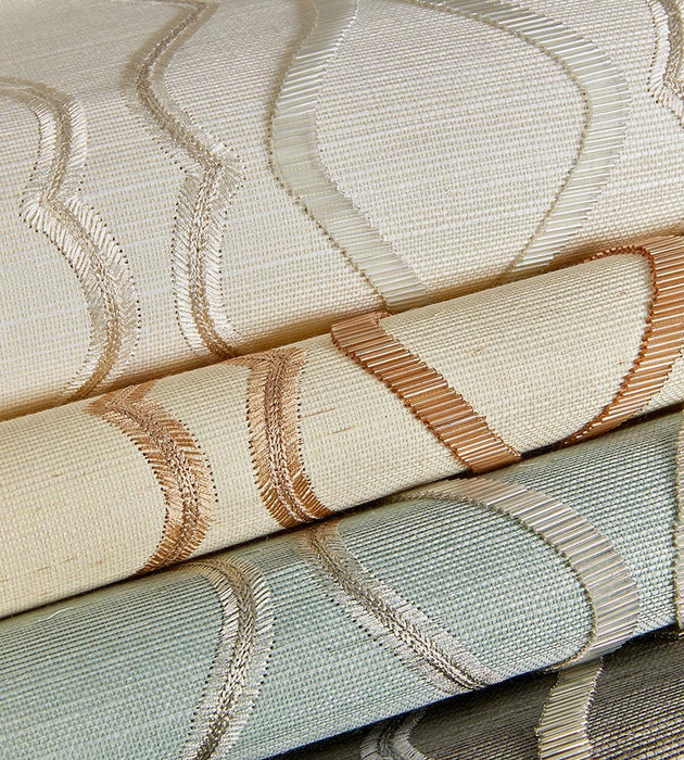 Scalamandre Valentina Embellished Sisal Seaglass Wallpaper Sample SCWP884470003