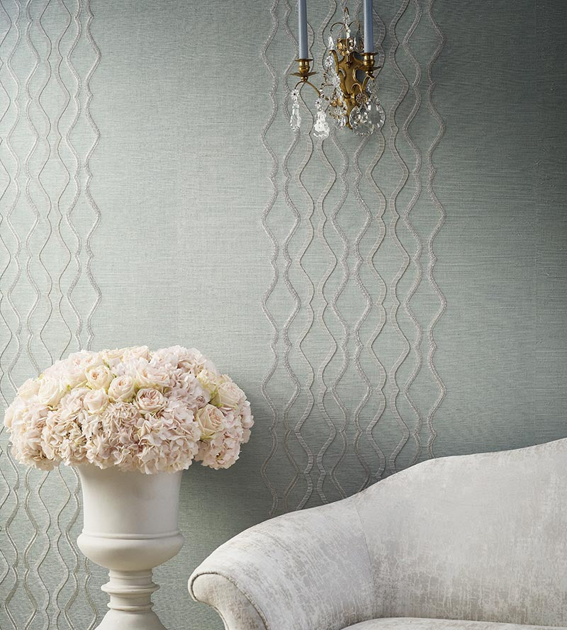 Scalamandre Valentina Embellished Sisal Seaglass Wallpaper SCWP884470003