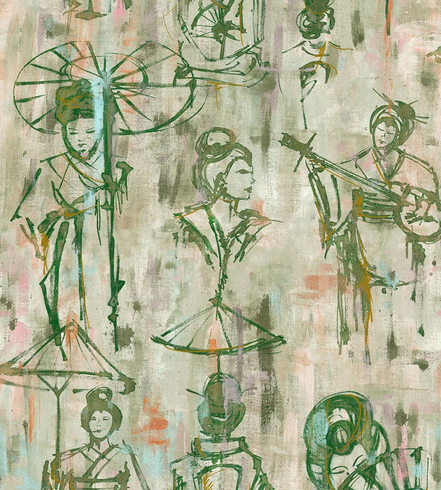 Scalamandre Yumiko Leaf Wallpaper Sample SCWP884500003