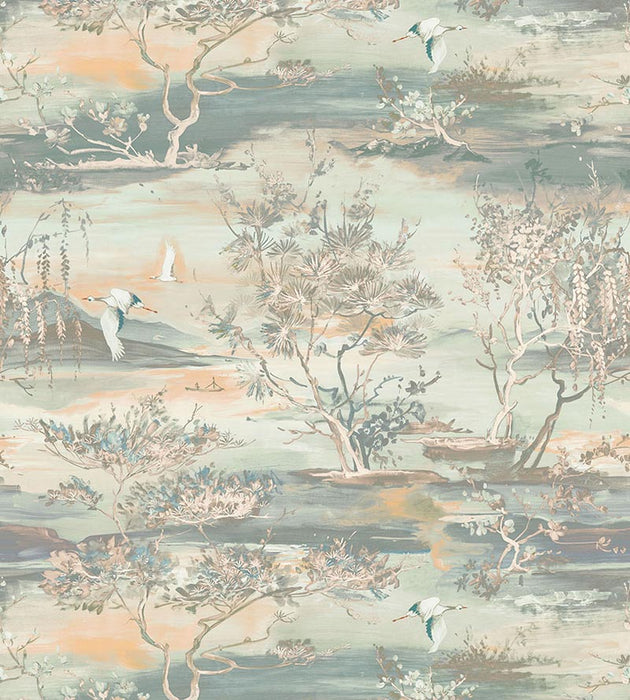 Scalamandre Sagimai Aqua Wallpaper Sample SCWP884510003