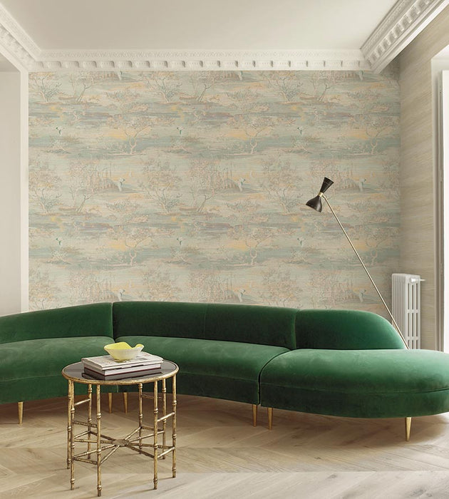 Scalamandre Sagimai Aqua Wallpaper Sample SCWP884510003