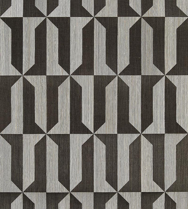 Scalamandre Mezzo - Sisal Steel & Black Pearl Wallpaper SCWP884630003