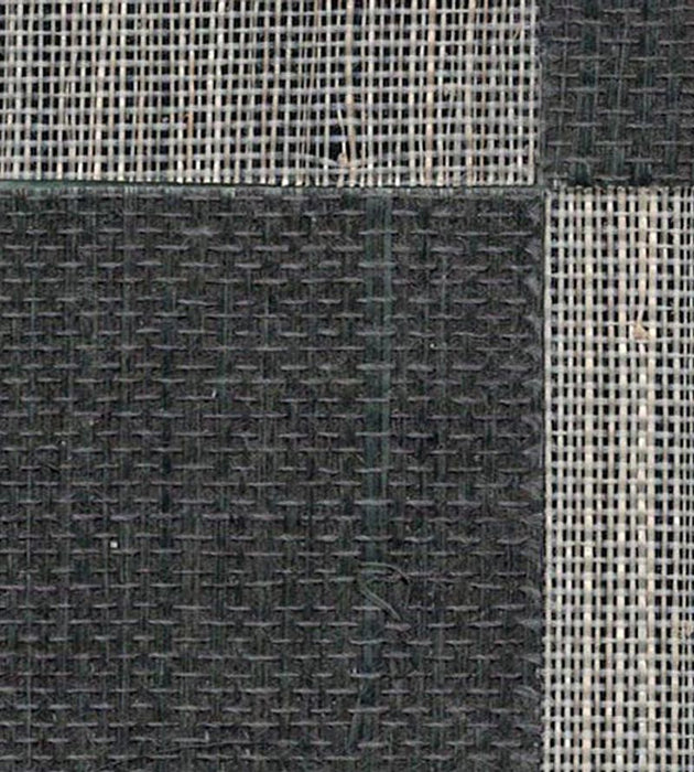 Scalamandre Mezzo - Sisal Steel & Black Pearl Wallpaper Sample SCWP884630003