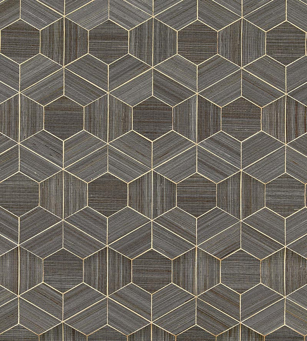 Scalamandre Hive - Abaca Graphite Wallpaper SCWP884690003