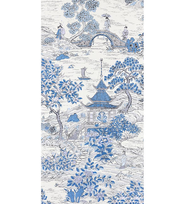 Scalamandre Satomi - Wallcovering Evening Blue Wallpaper Sample SCWP885540003