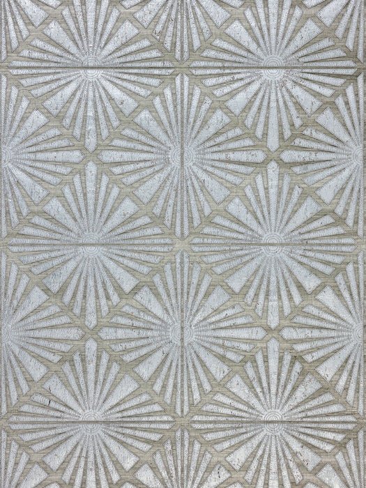 Scalamandre Milan Diamond Grasscloth Pewter Wallpaper Sample SCWP885560003