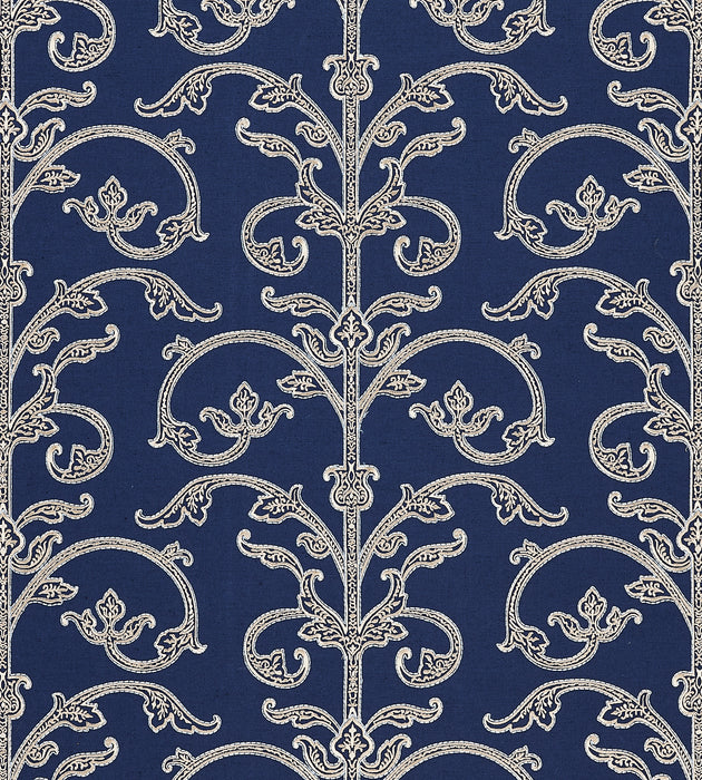 Scalamandre Saxony Scroll Wallcovering Navy Wallcovering Sample SCWP885580003