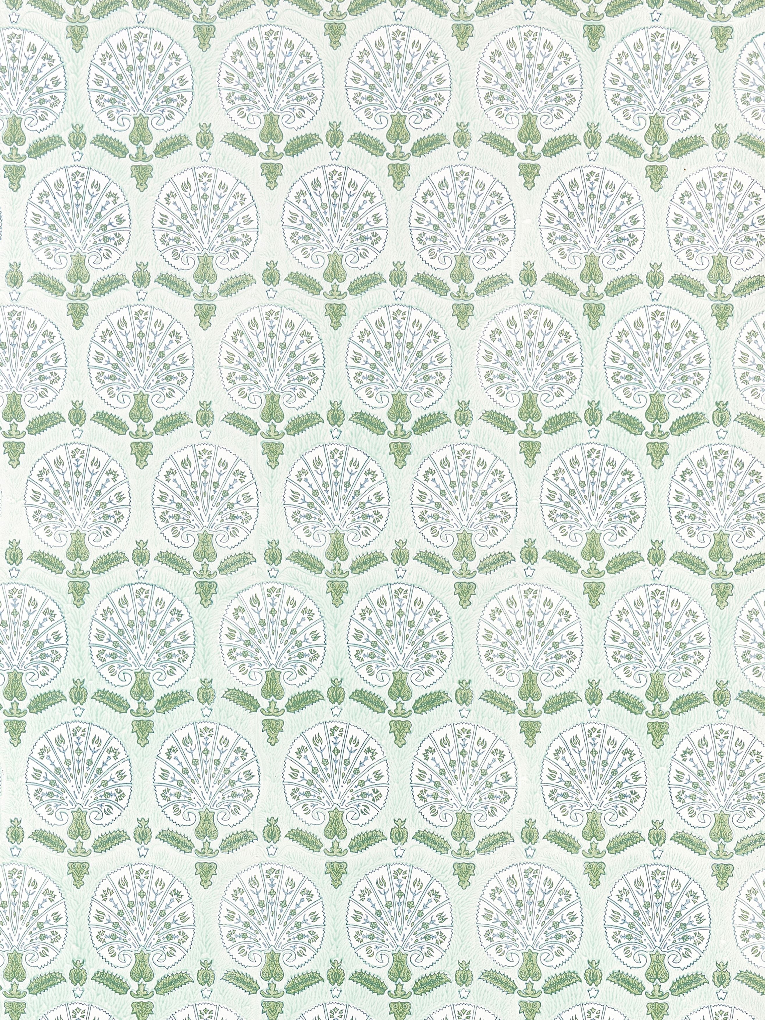 Scalamandre Karanfil Block Print Green Tea Wallpaper SCWP885600003